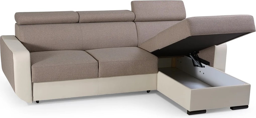 Masseno Narożnik PALAZZO z funkcją spania i pojemnikiem na pościel Narozniki L, Rozkładana sofa - Brązowy, INARI 23+MADRYT 912