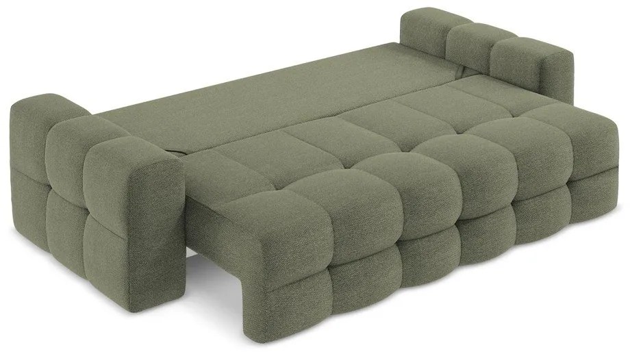 Rozkładana sofa z materiału bouclé w kolorze khaki 255 cm Milu – Makamii