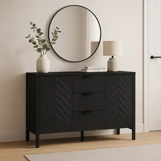 Elegancka czarna komoda w jodełkę W0-N00