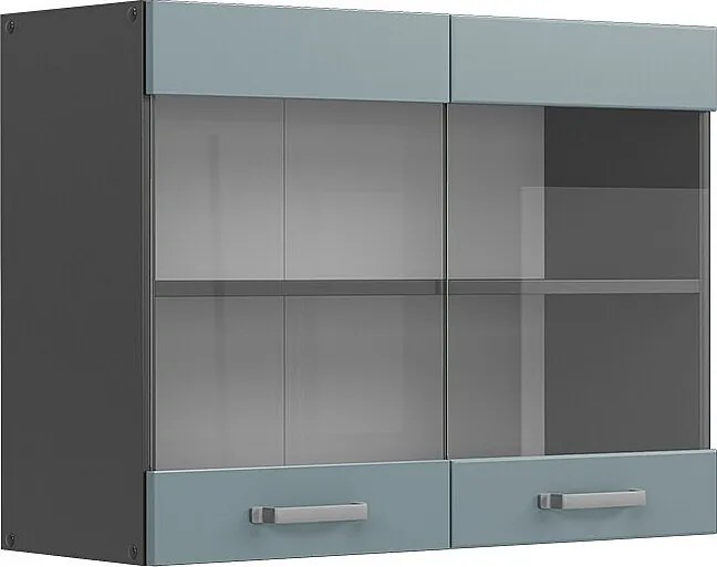 Szklana szafka kuchenna niebiesko-szary 80x31x60 r-line