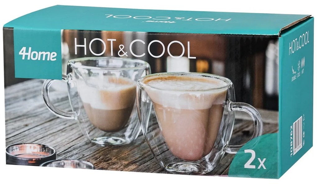 4Home Szklanka termiczna Big Heart Hot&Cool, 250 ml, 2 szt.