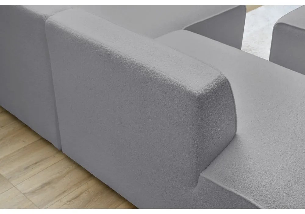 Jasnoszary narożnik modułowy z materiału bouclé (prawostronny/w kształcie litery L) Megeve – Bobochic Paris