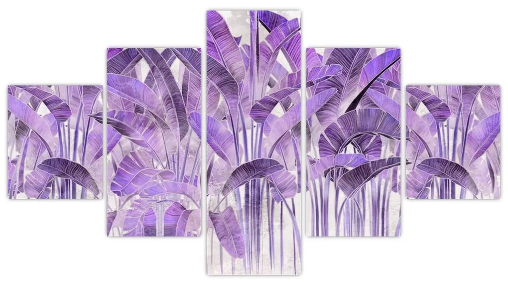 Obraz - Fioletowe liście w gipsie (125x70 cm)