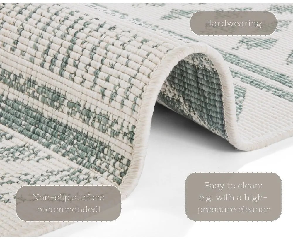 Zielono-kremowy chodnik odpowiedni na zewnątrz NORTHRUGS Biri, 80x350 cm