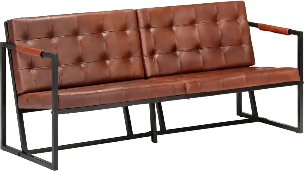 Brązowa sofa 3-osobowa ze skóry koziej K3-S88