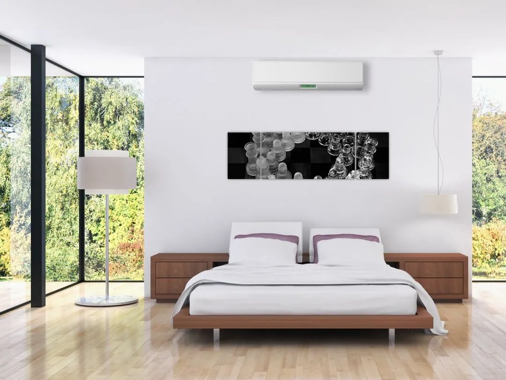 Obraz - czarno - białe szachy (170x50 cm)