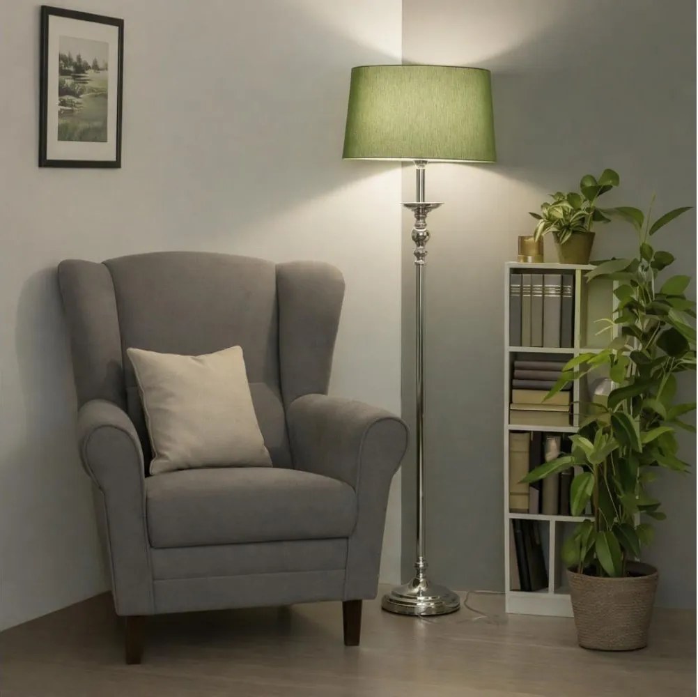 Brilagi - Lampa podłogowa LED CERIA 1xE27/60W/230V śr. 45 cm, chrom błyszczący / zielony