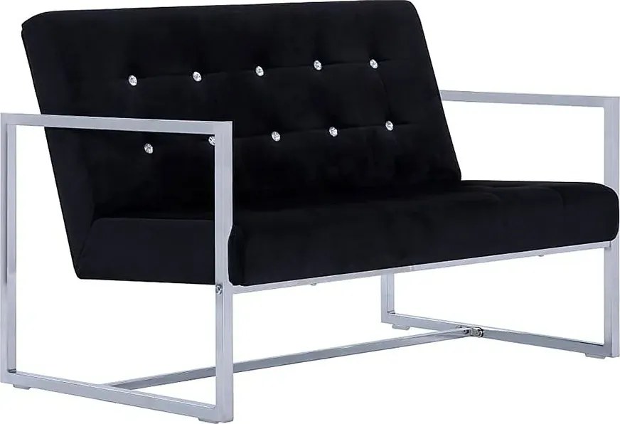 Zgrabna 2-osobowa sofa - aksamit, czarna R8-B78
