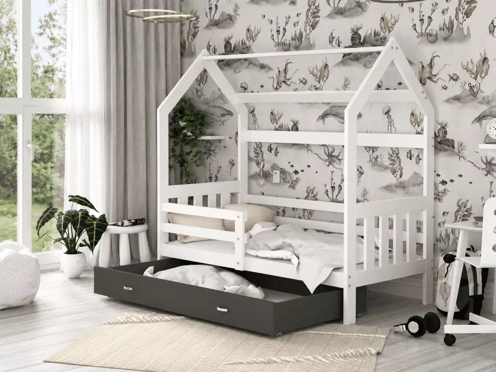 Łóżko dziecięce domek Lante z szufladą 80x160 80x190 stelaż Flex MDF łóżko dla dziecka
