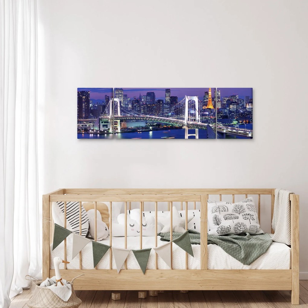 Obraz wielkiego miasta nocą (170x50 cm)