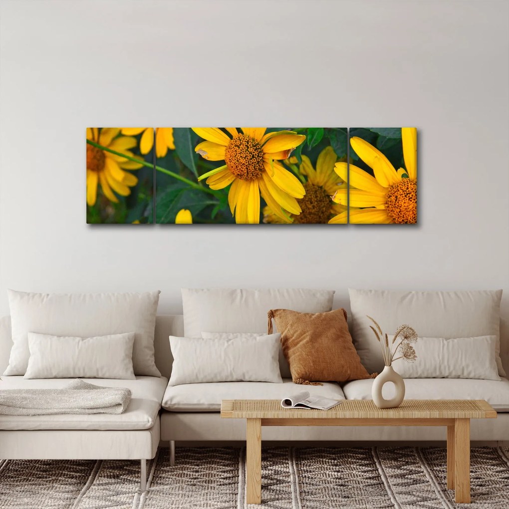Obraz żółtych kwiatów (170x50 cm)