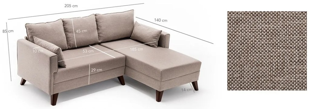 Narożna sofa rozkładana Bella Corner Right 2 Cream