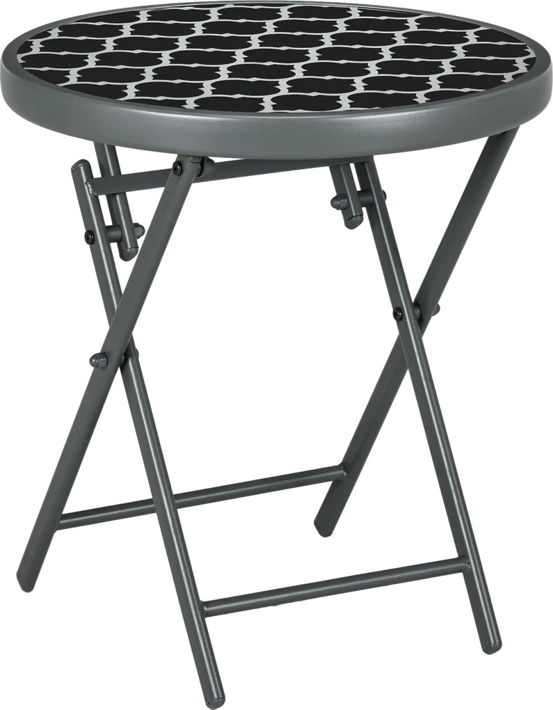 Outsunny Stolik ogrodowy składany, Stolik składany do ogrodu, okrągły, odporny na warunki atmosferyczne, składany, Średnica 45 x 50 cm, Czarny