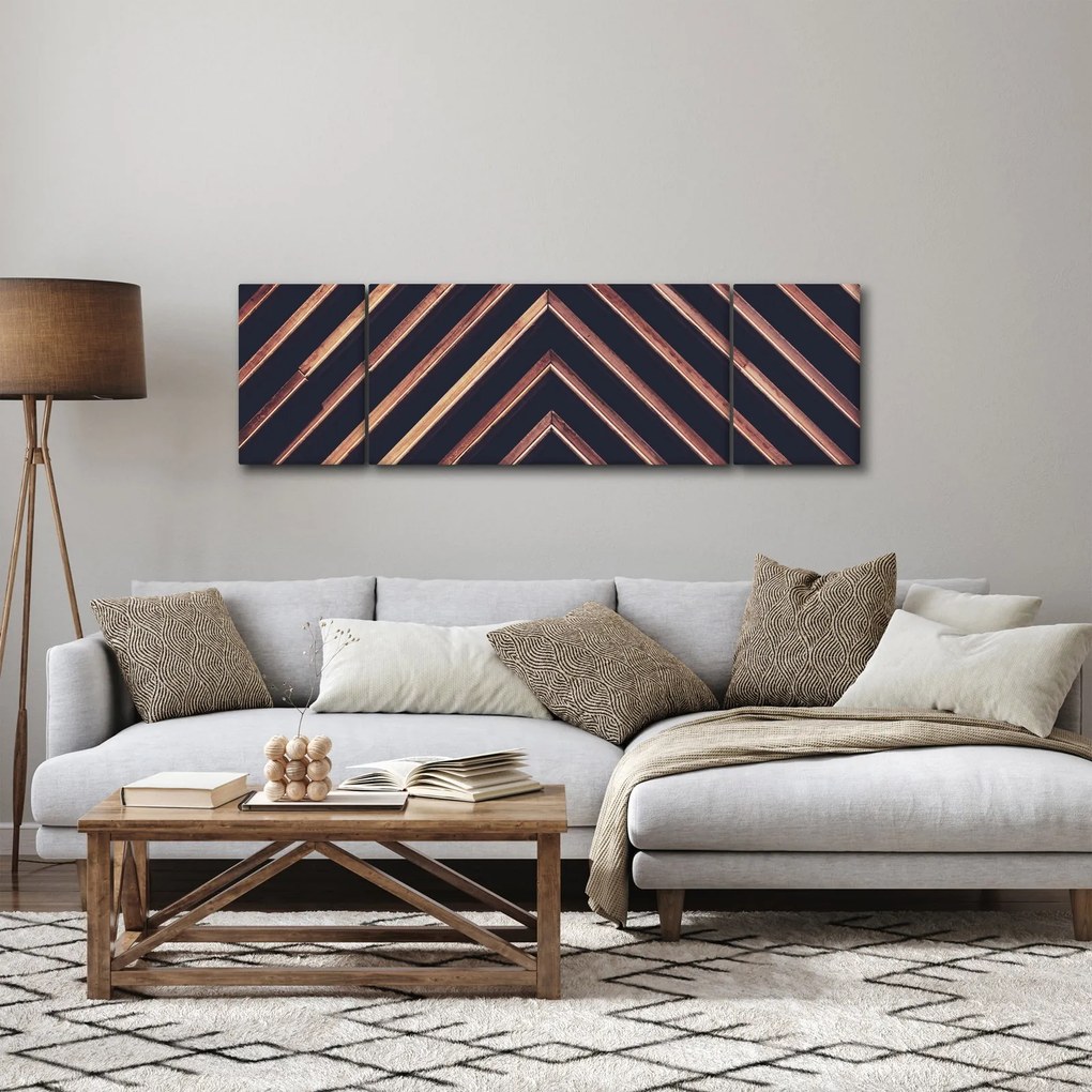 Obraz drewnianego motywu na czarnym tle (170x50 cm)