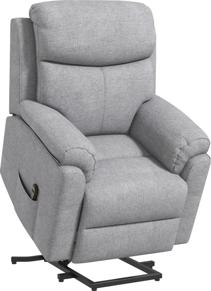 HOMCOM Elektryczny Fotel z Funkcją Podnoszenia, Relax z Funkcją Spania, Wygląd Lnu, 83 x 89 x 102 cm, Szary