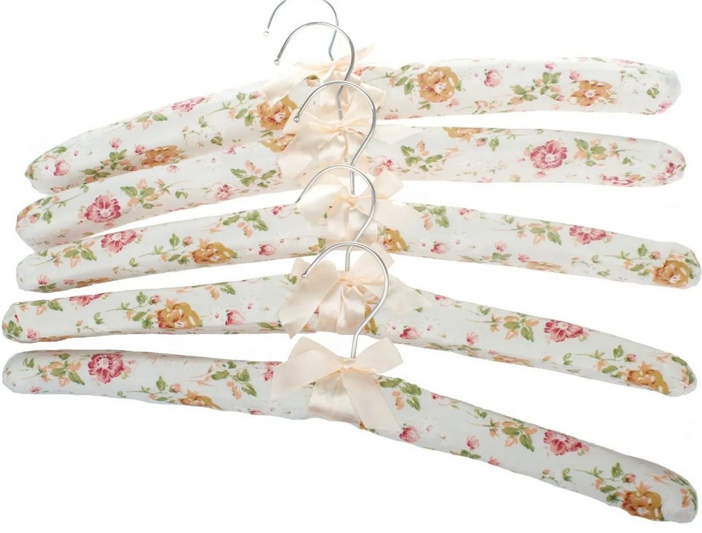 Zestaw 5 wieszaków tekstylnych Květy, beżowe