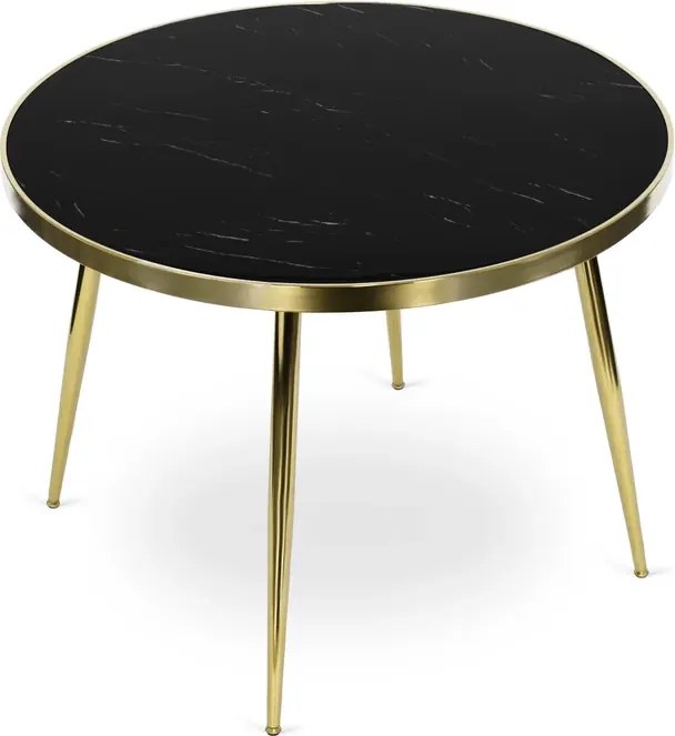 Stół Okrągły TINGA 100 cm Czarny/Złoty Glamour