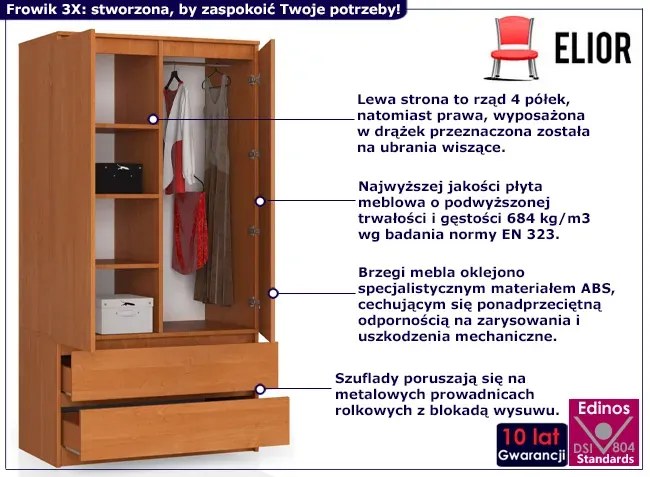 Szafa klasyczna na ubrania olcha E7-L07