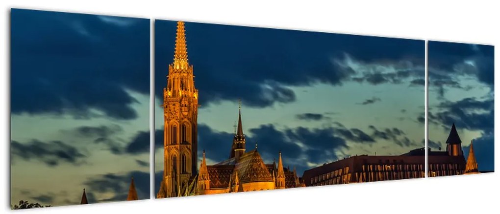 Obraz oświetlonego budynku (170x50 cm)