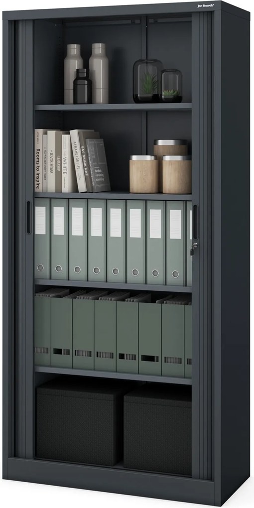 Szafa biurowa na akta z roletą Damian 90x45x185 cm antracyt