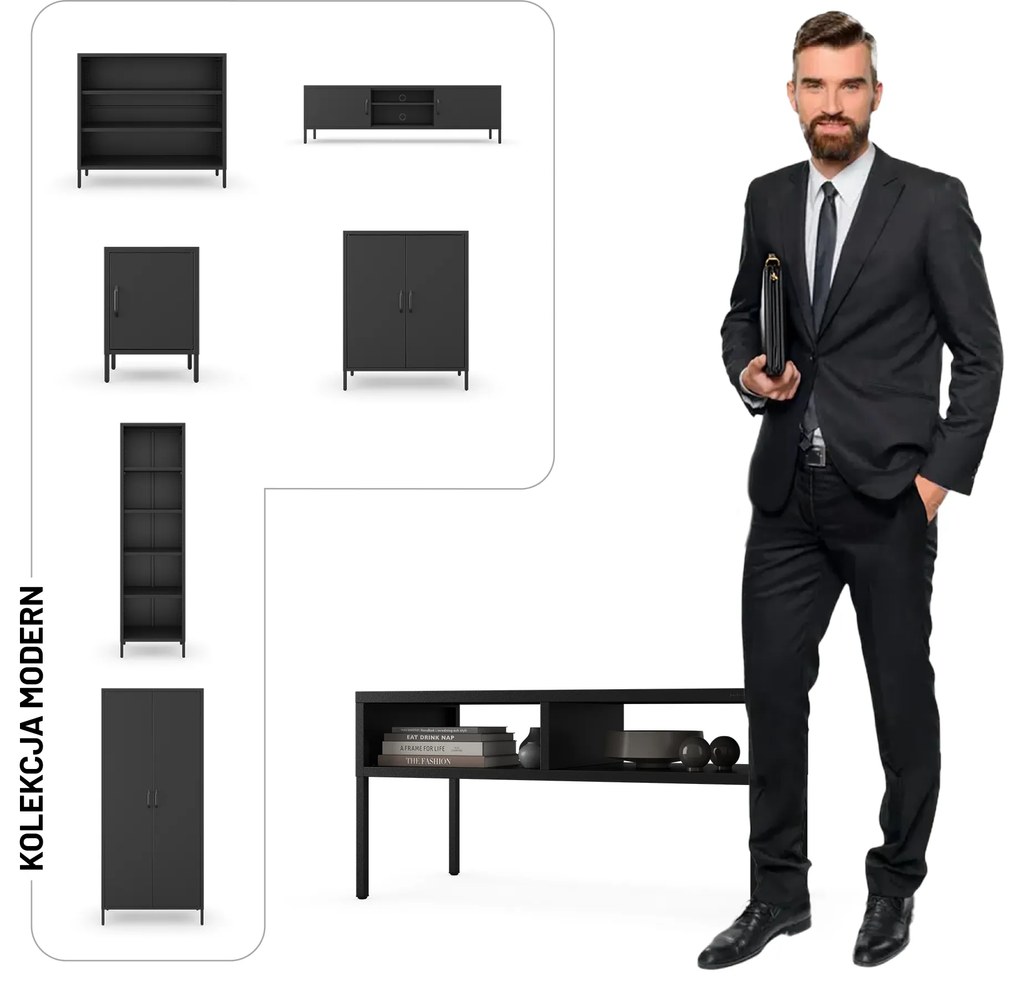 Stolik kawowy prostokątny czarny MATTEO 900 x 450 x 450 mm