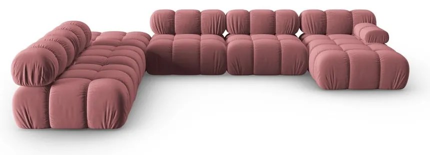 Różowa aksamitna sofa 379 cm Bellis – Micadoni Home