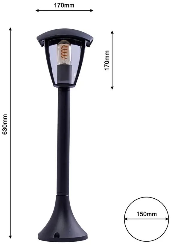Stojąca lampa ogrodowa czarna - N001-Bernes