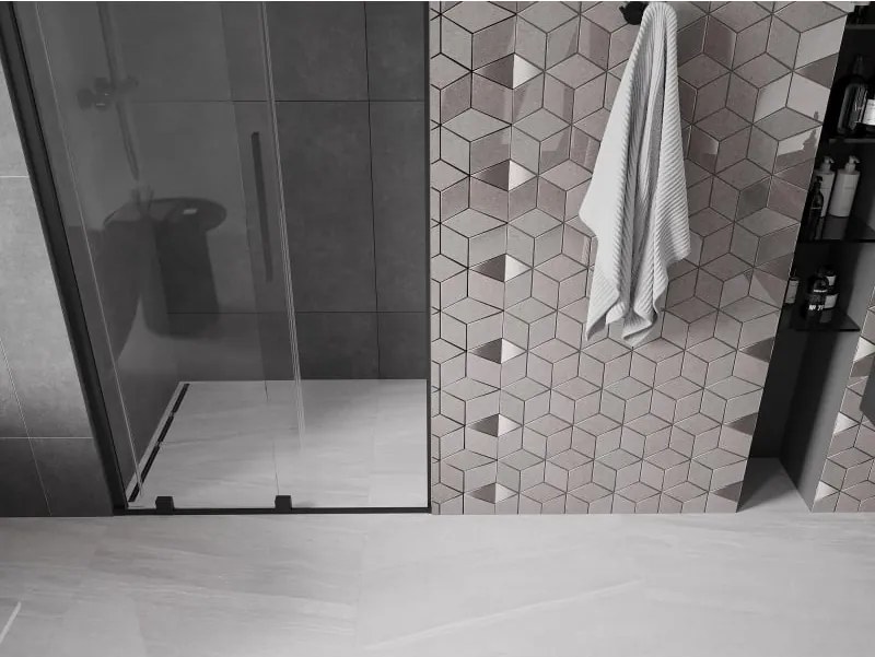 Mexen Velar drzwi prysznicowe rozsuwane 120 cm, transparent, czarne - 871-120-000-01-70