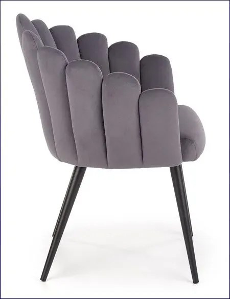 Szare eleganckie tapicerowane krzesło glamour S7-K07