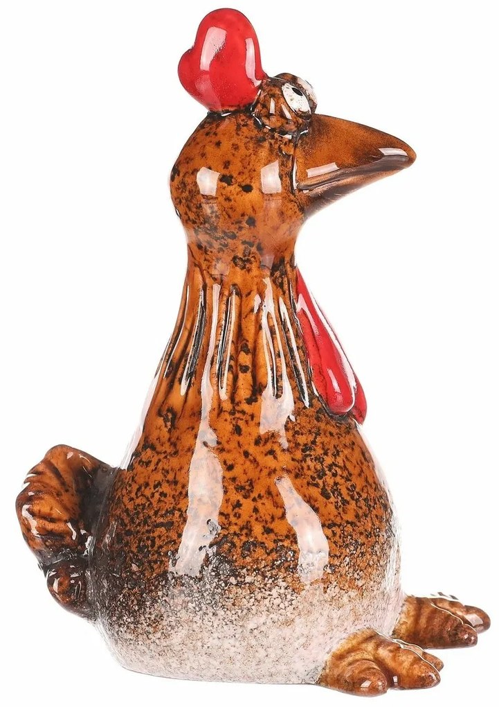 Ozdoba ogrodowa na płot Kura, 8 x 8 x 16 cm,ceramika, 16 cm