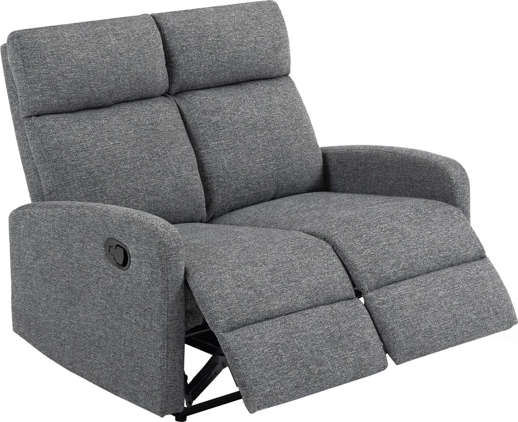 HOMCOM 2-osobowa sofa z regulowanymi oparciami, podnóżek, materiałowa tapicerka, stal, Szary
