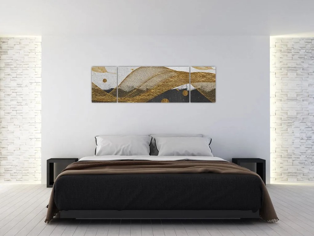 Obraz - Złote piórka (170x50 cm)