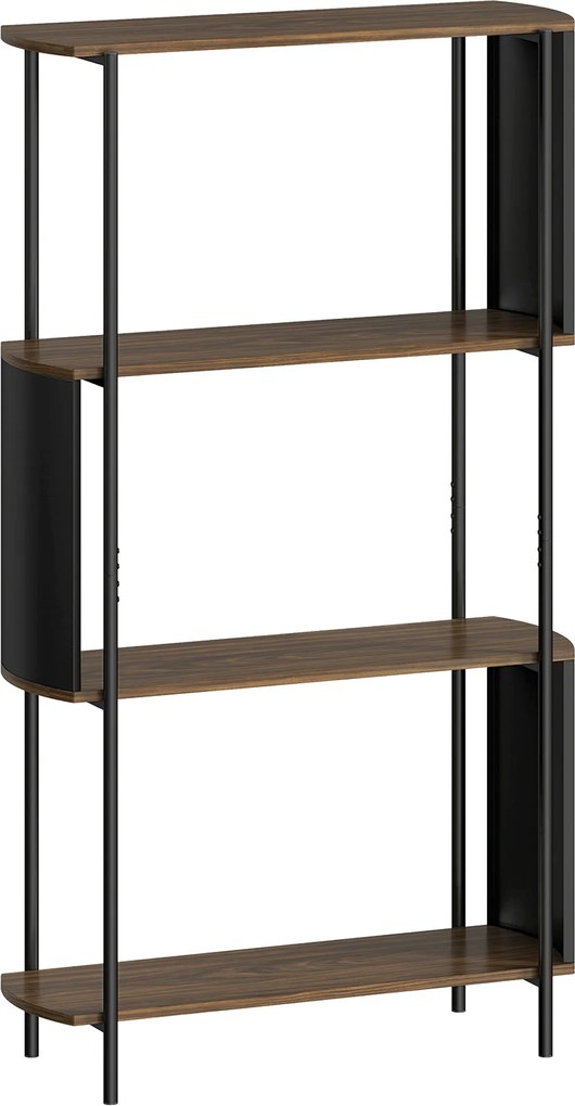 HOMCOM 4-poziomowy regał, stojący regał z zakrzywionym designem, industrialny regał książkowy, brązowy wygląd drewna | Aosom PL