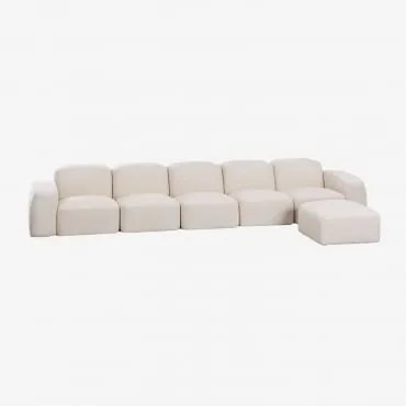 Bastian 5-częściowa Modułowa Sofa I Pufa Szenila Gruba Biała - Sklum