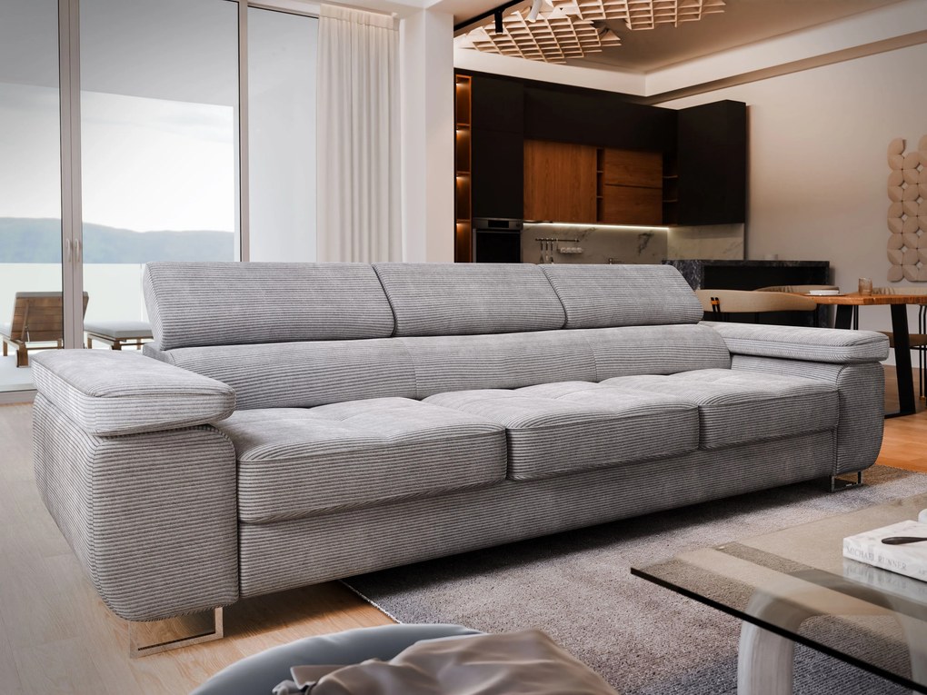 Masseno Sofa MOSINE z funkcją spania, Rozkładana sofa - Siwy, POSO 55