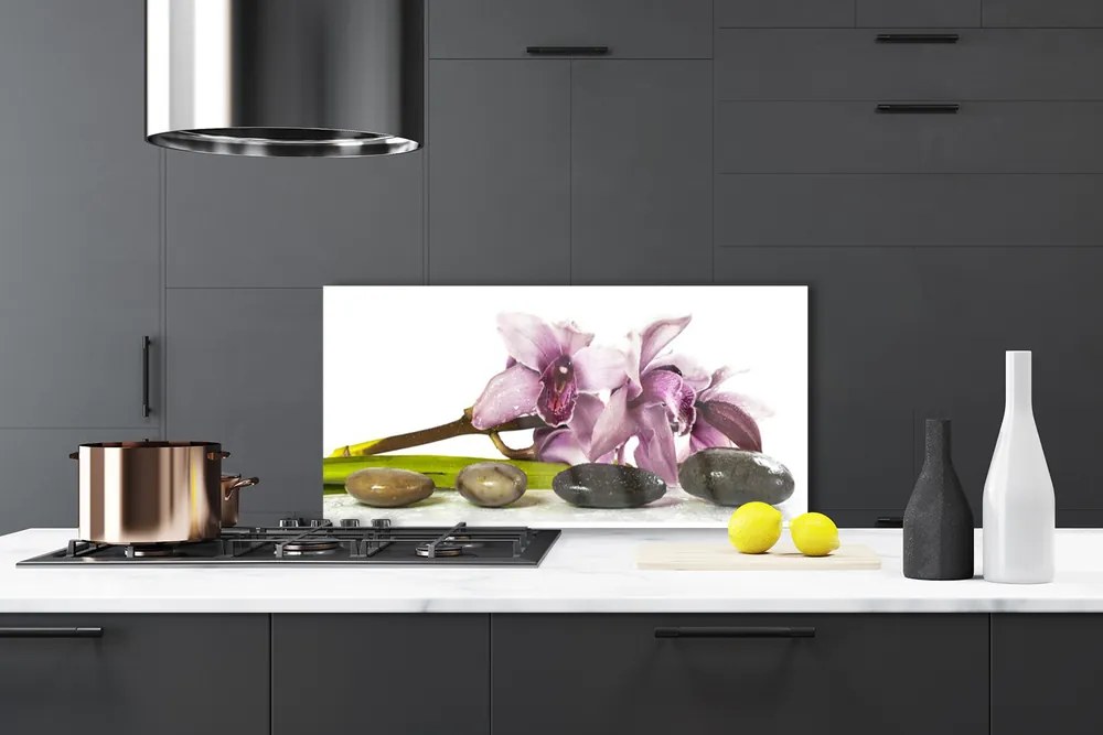 Panel Szklany Harmonijna Roślina i Kamienie