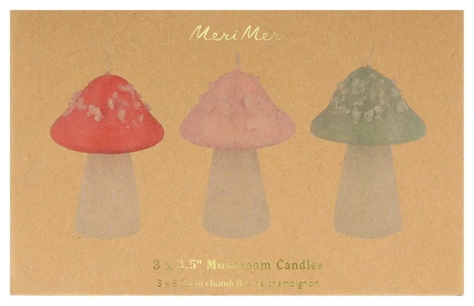 Świece zestaw 3 szt. Mushroom – Meri Meri