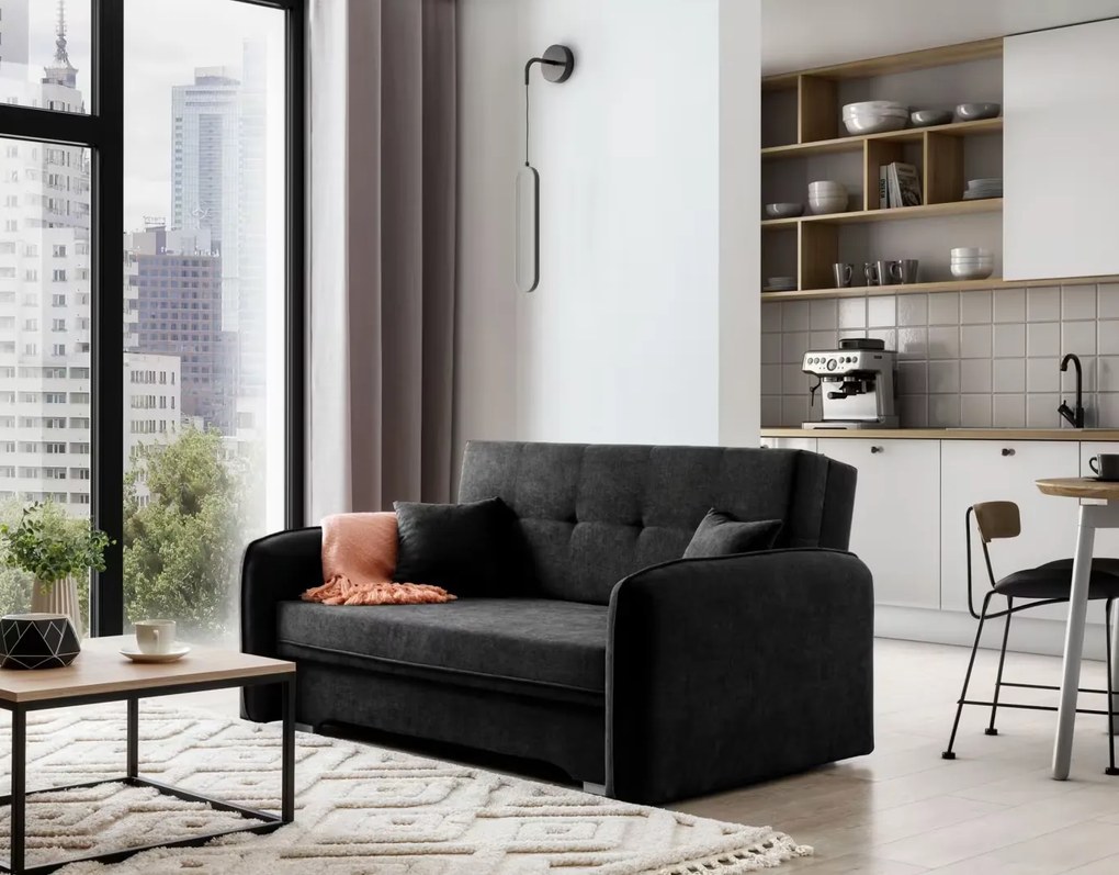 Rozkładana sofa 2-miejscowa LAINE, czarna