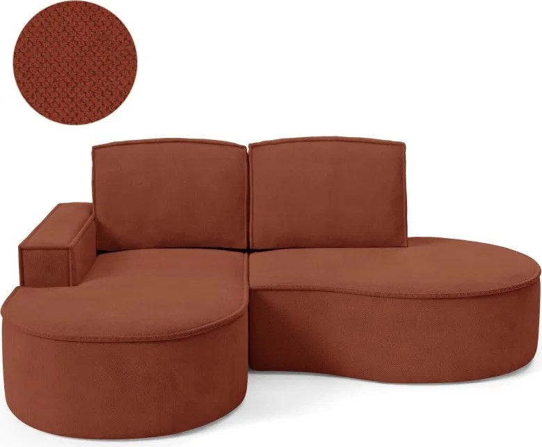 Narożnik MOLLY Lewostronny bez funkcji spania, wolnostojący tkanina CURIO 55 Miedziany