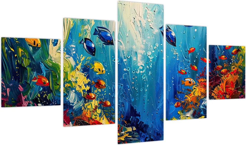 Obraz - Malowanie podwodnego świata (125x70 cm)