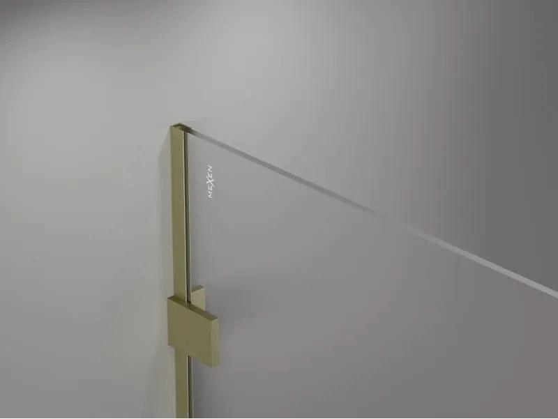 Mexen Lunar ścianka prysznicowa Walk-in lewa 150 x 200 cm, transparent 8 mm, złota szczotkowana - 830-150-000-55-00-L
