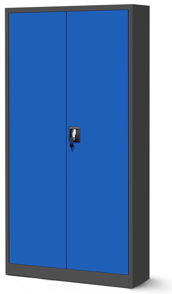 Zestaw 4x szafa biurowa metalowa na akta antracytowo-niebieska, 900x1950x400 mm: JAN H