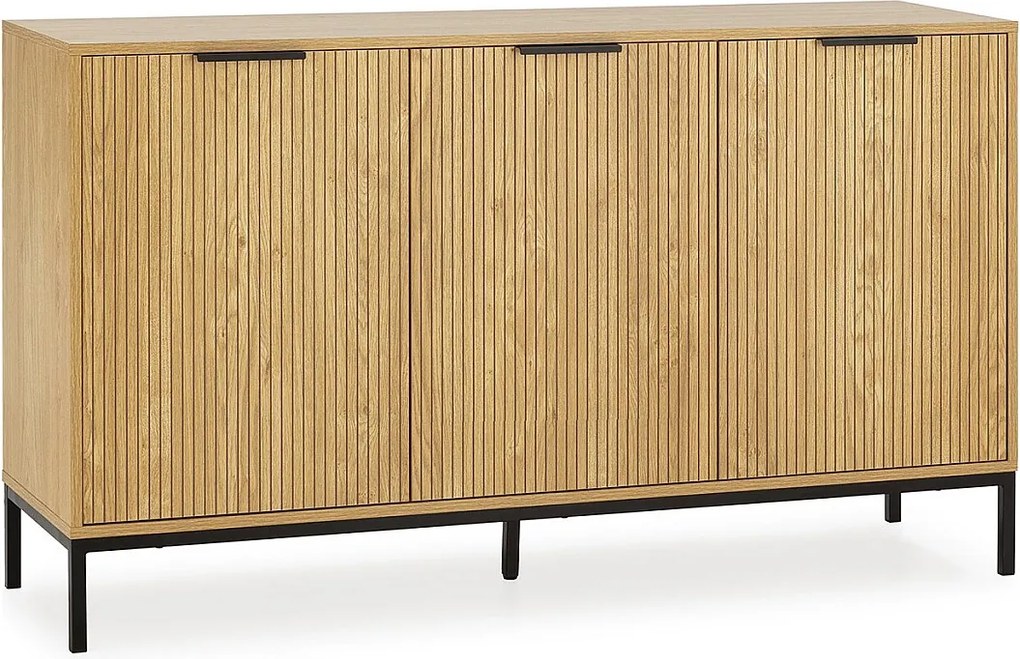 Bufet kuchenny Monica 3-drzwiowy w kolorze drewna.