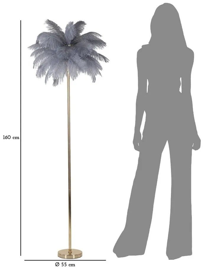Lampa stojąca w szaro-złotym kolorze (wysokość 160 cm) Palm – Mauro Ferretti