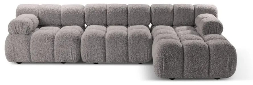 Jasnoszary narożnik modułowy z materiału bouclé (prawostronny) Bellis – Micadoni Home