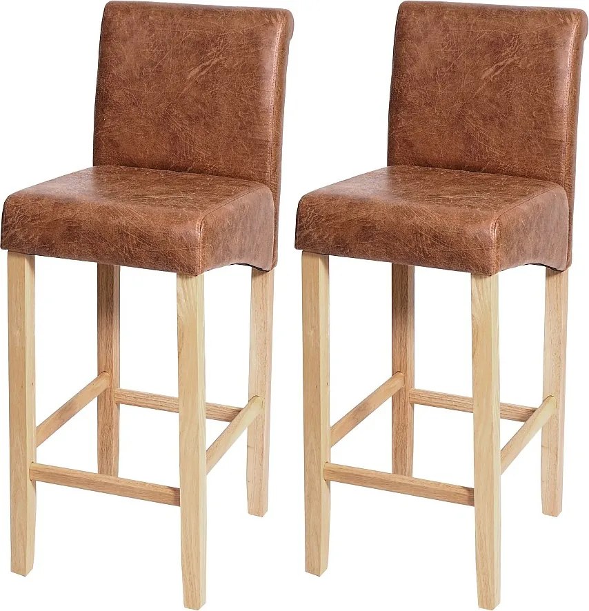 Stołek barowy MCW-C33 (zestaw 2 szt.),  imitacja zamszu, jasne nogi, tkanina/tekstylia