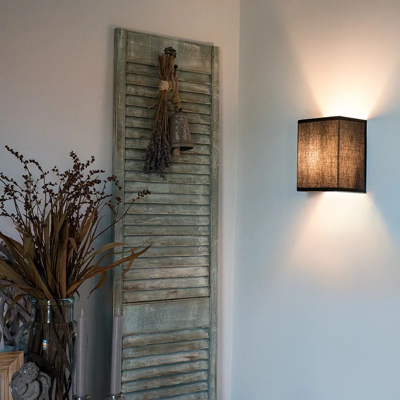 Rustykalna lampa ścienna czarna - Vete Nowoczesny Oswietlenie wewnetrzne