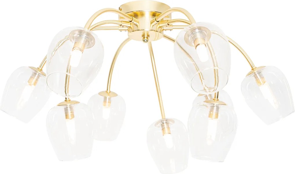 Klasyczna lampa sufitowa złota ze szkłem 9-świateł - Elien