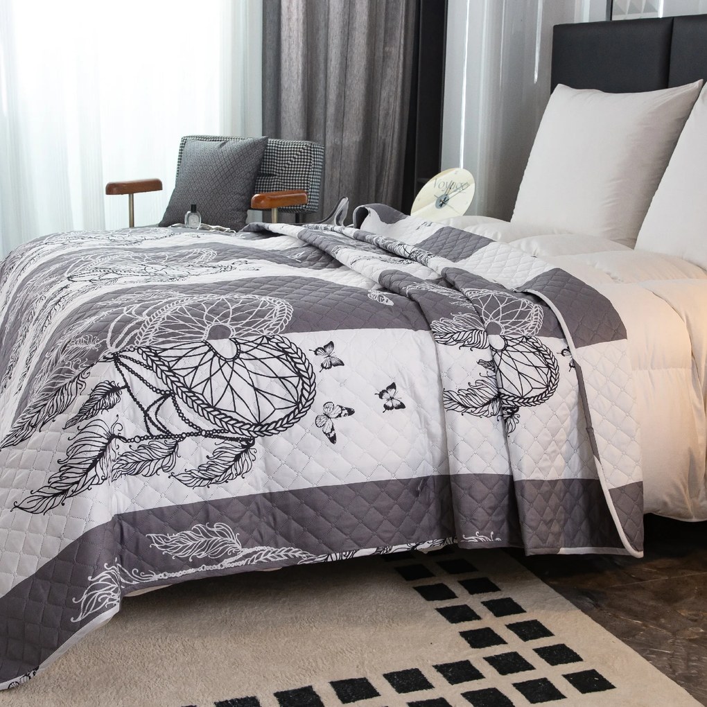 Narzuta na łóżko TIRSO szaro-biała Rozmiar: 220 x 240 cm