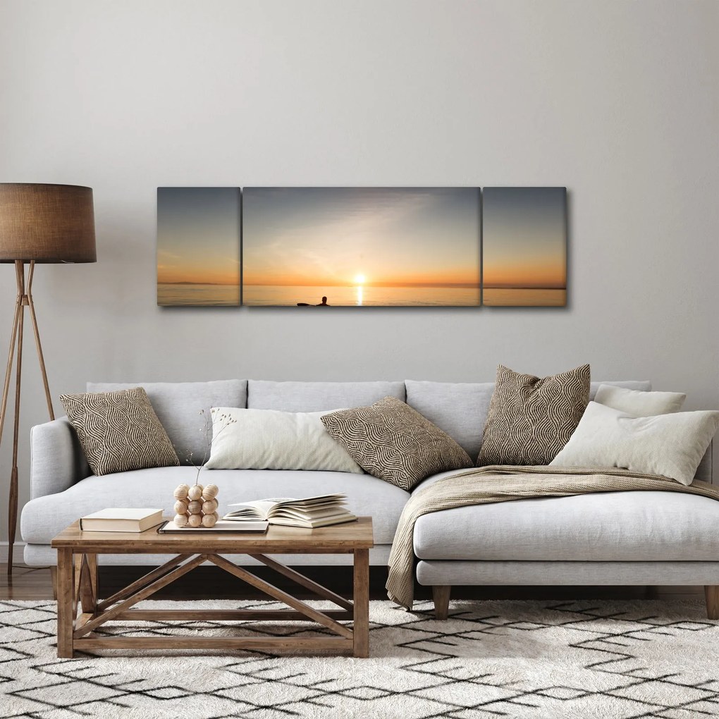 Obraz kajakarza o zachodzie słońca (170x50 cm)